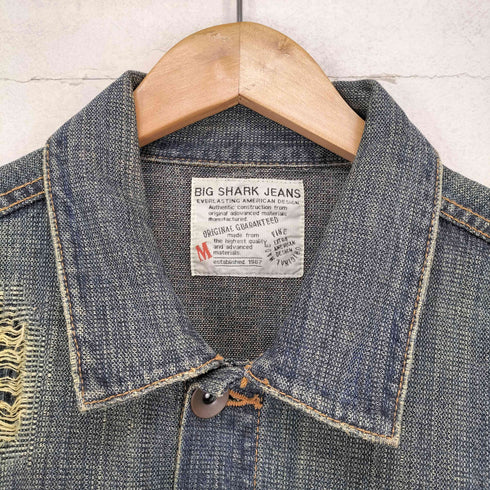 big shark jeans クラック加工デニムジャケットY2K メンズ  M